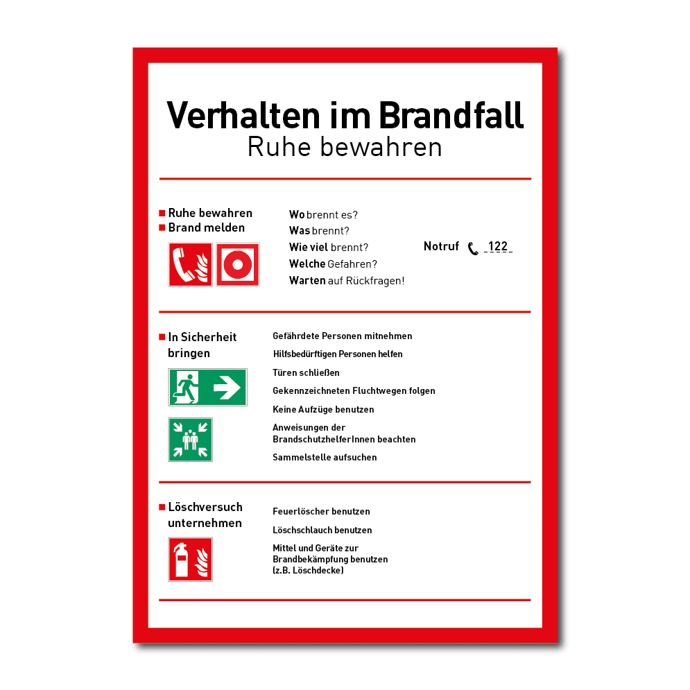 Verhalten im Brandfall Schild - Folienwerk Spanner Shop